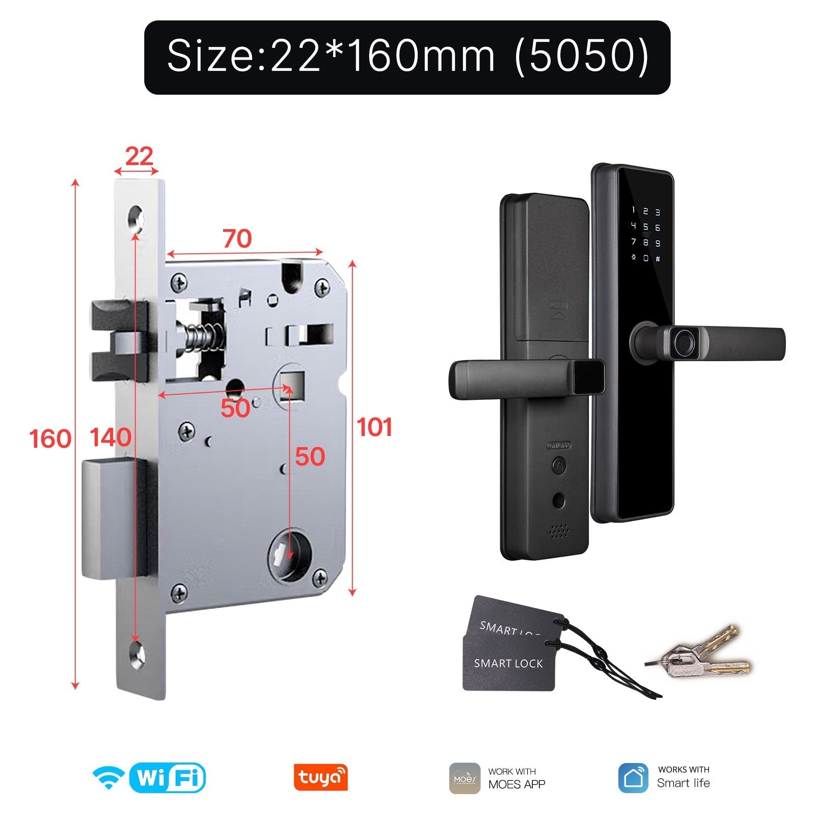 WiFi Smart Door Lock Fingerprint Remote Unlock Antihijack Tamper Alarm Multiple Unlocking