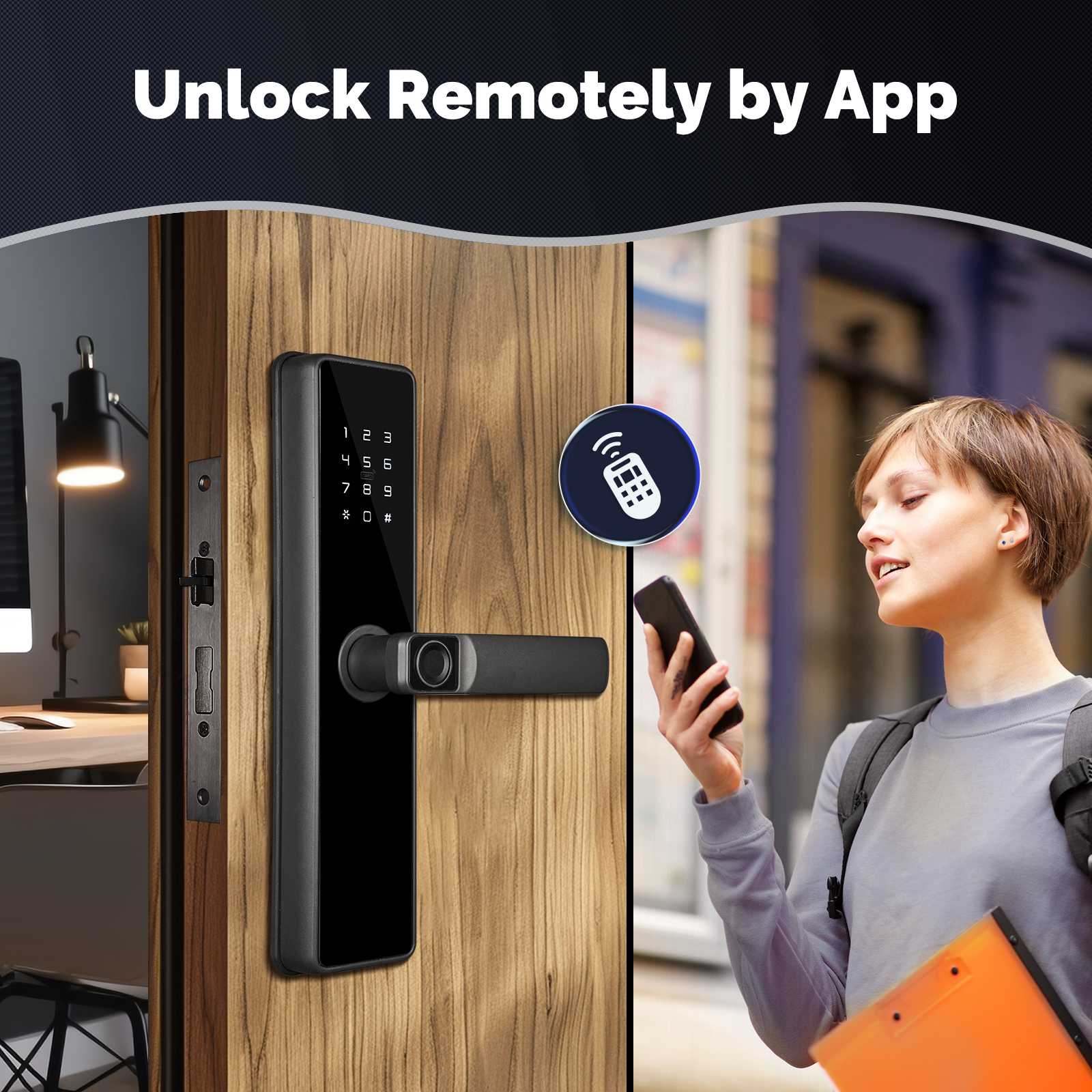 WiFi Smart Door Lock Fingerprint Remote Unlock Antihijack Tamper Alarm Multiple Unlocking