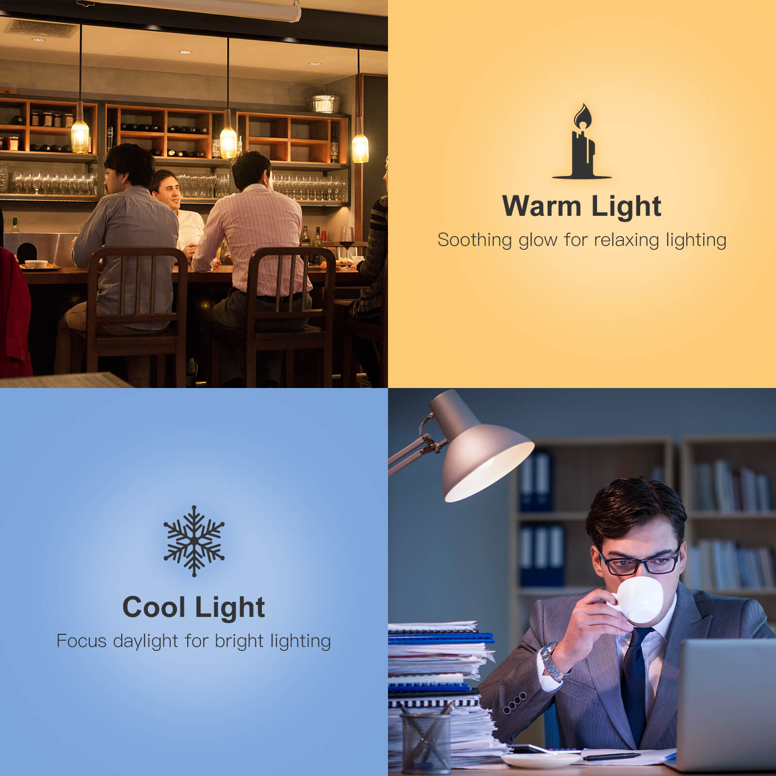 WiFi Smart Filament Bulb LED Light Lamp A60 E27 Dimmable Lighting Soft White 2700K-6500K 7W