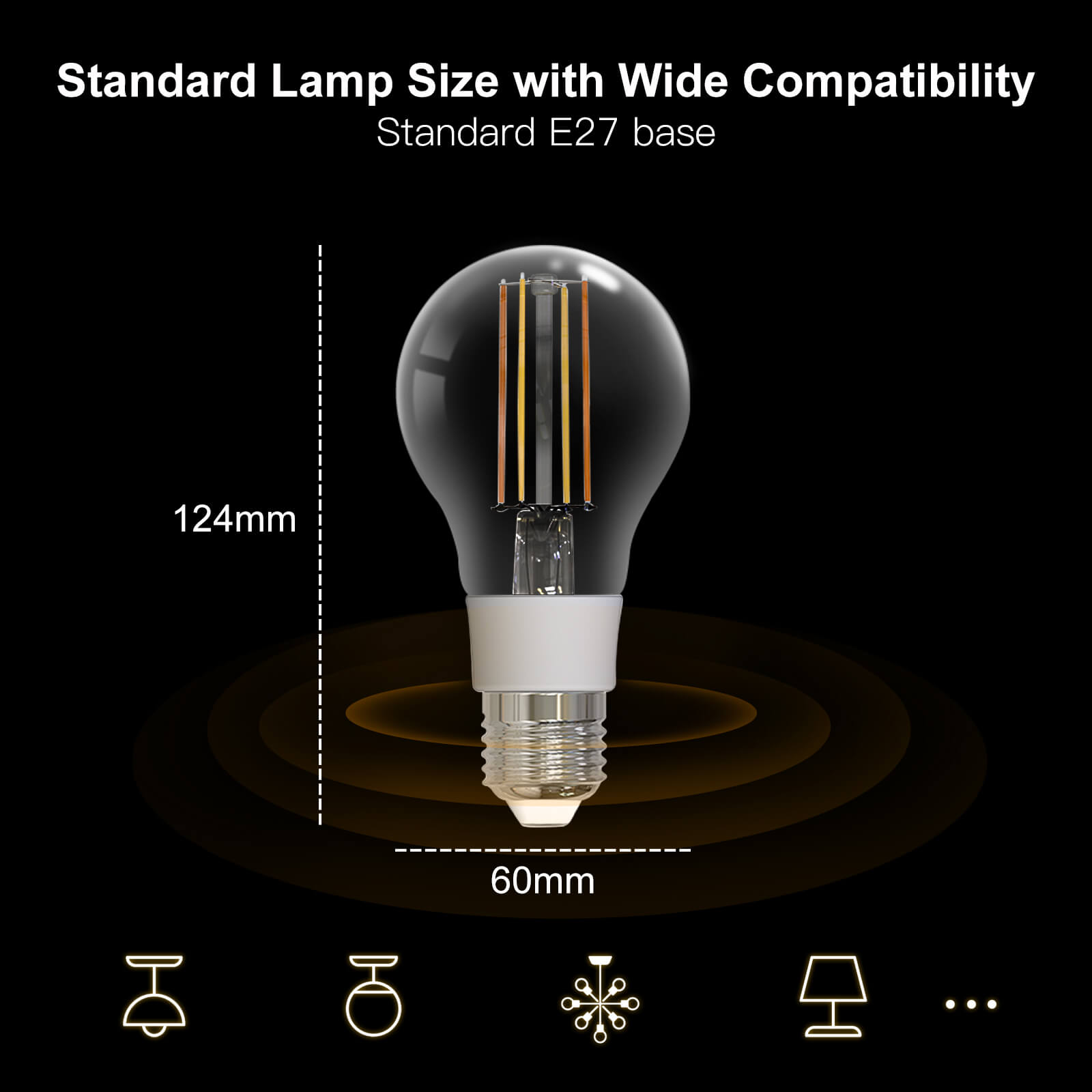 WiFi Smart Filament Bulb LED Light Lamp A60 E27 Dimmable Lighting Soft White 2700K-6500K 7W