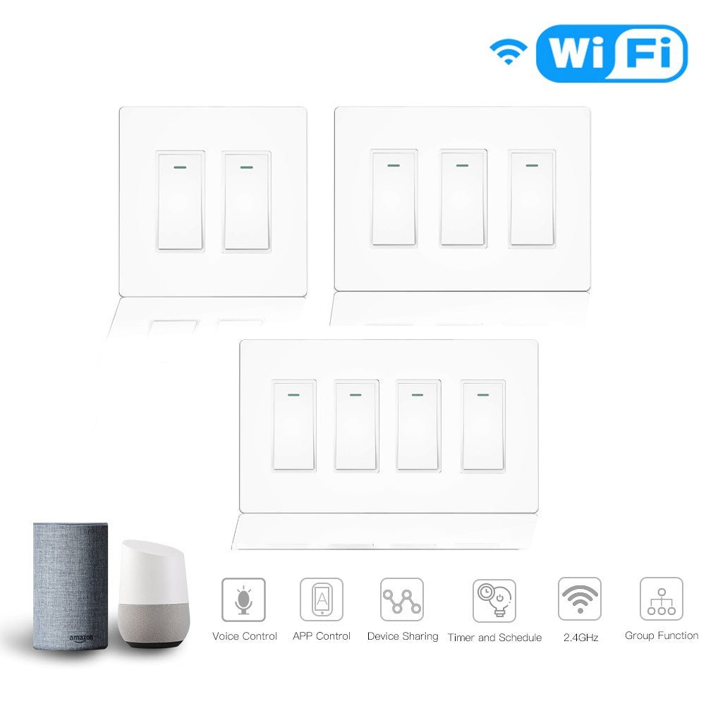 WiFi Smart In-Wall 2/3/4 Gang Light Push Button Switch US | LumiMuse