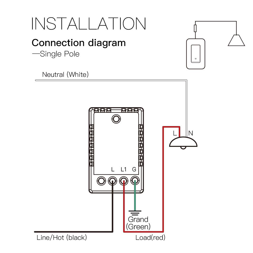 WiFi Smart Switch No Neutral, Push Button Switch, Single Pole 100-120V,  Wire Required No Capacitor US