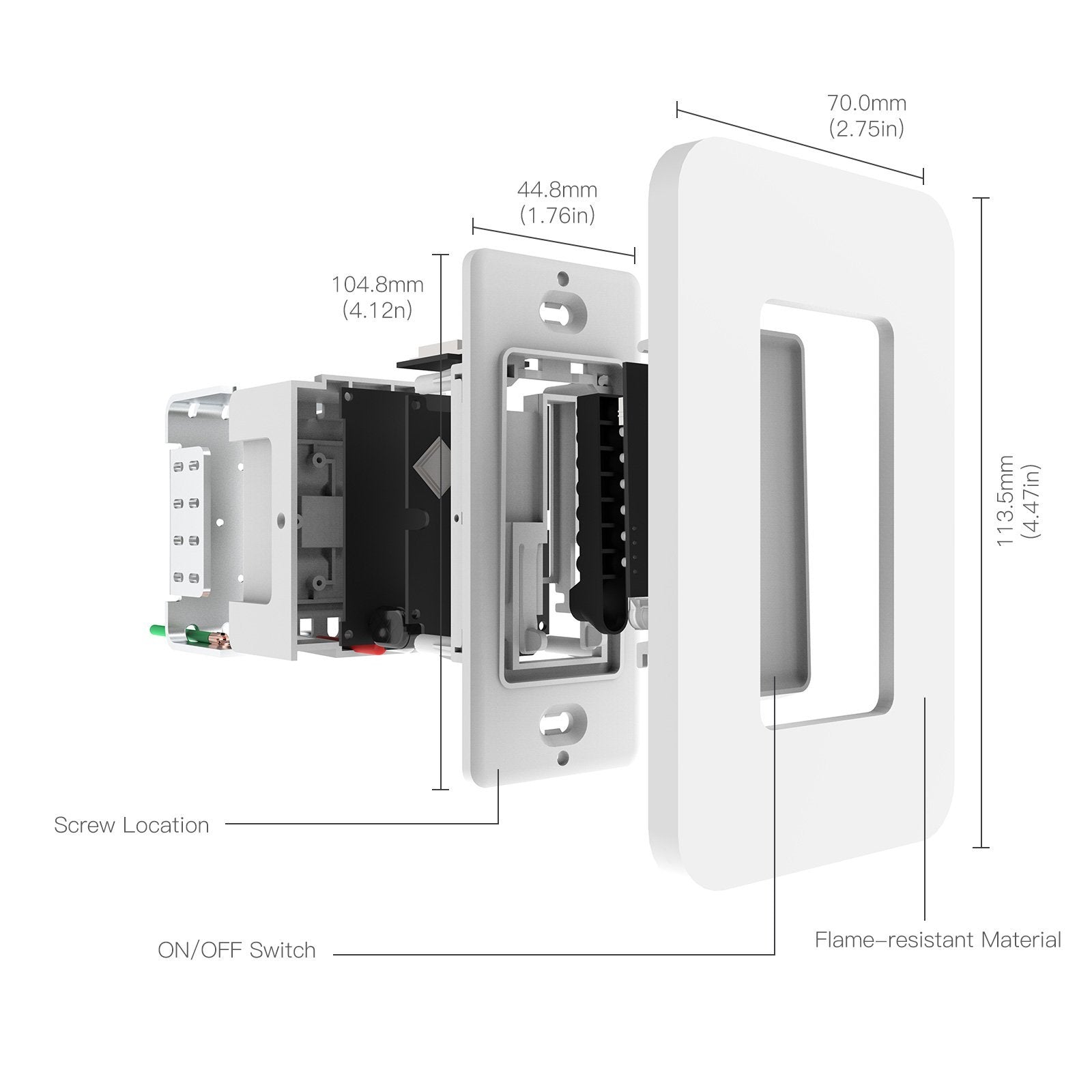 WiFi Smart Switch No Neutral, Push Button Switch, Single Pole 100-120V,  Wire Required No Capacitor US