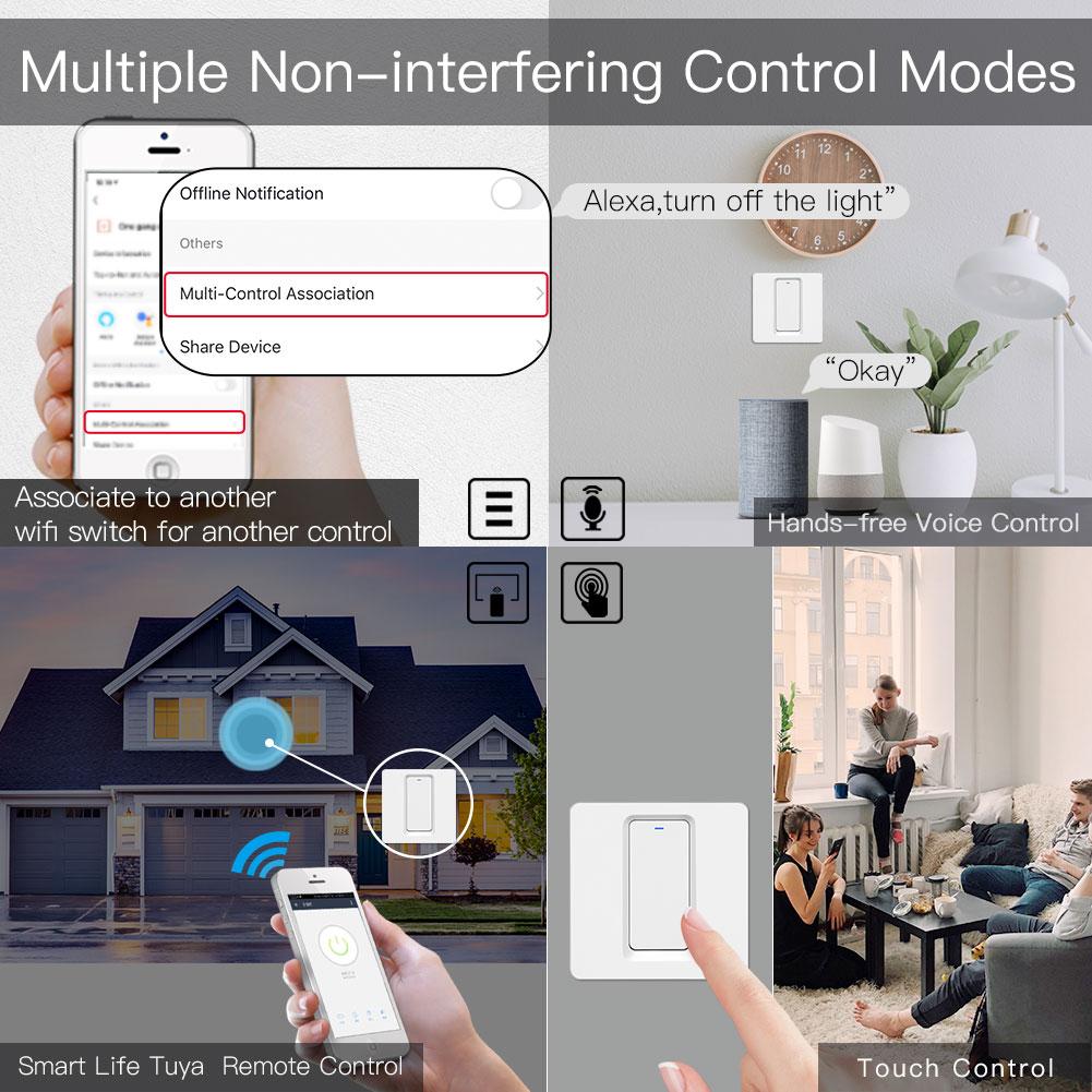 WiFi Smart Light Push Button Switch Neutral Wire Optional Capacitor required 220-240V EU