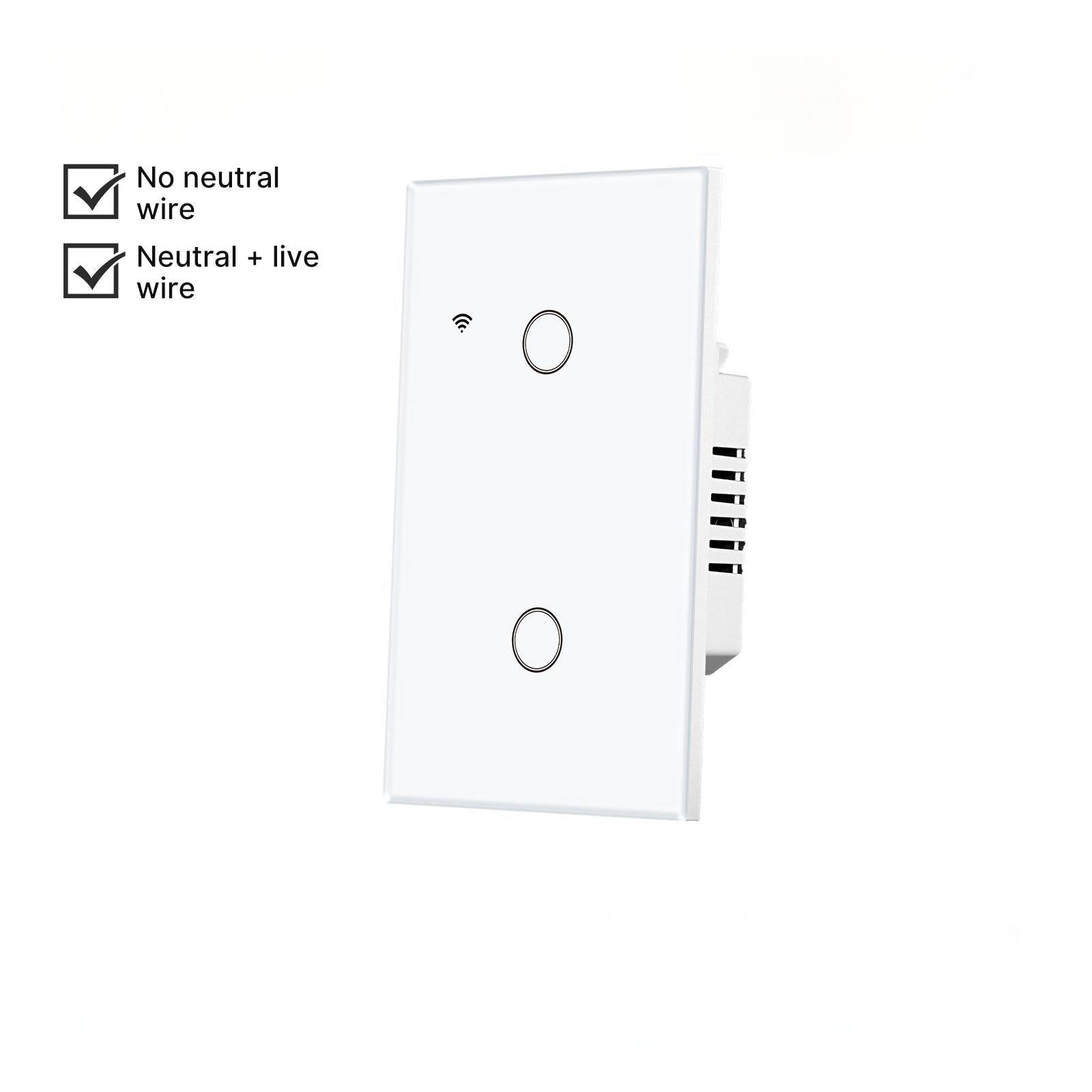 WiFi Smart Light Switch Wall Touch Glass Switch No Neutral Wire Required US Standard