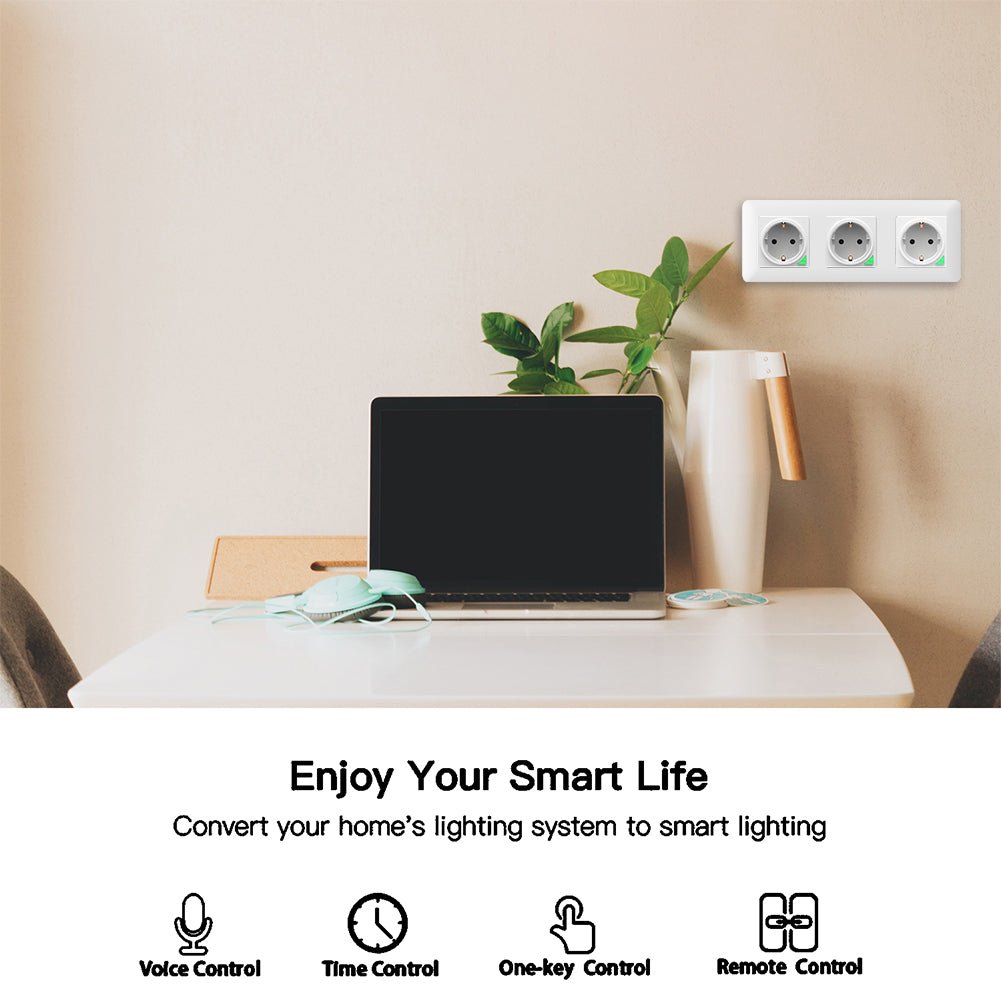 WiFi Smart Light Wall Switch Socket Outlet Push Button EU Version