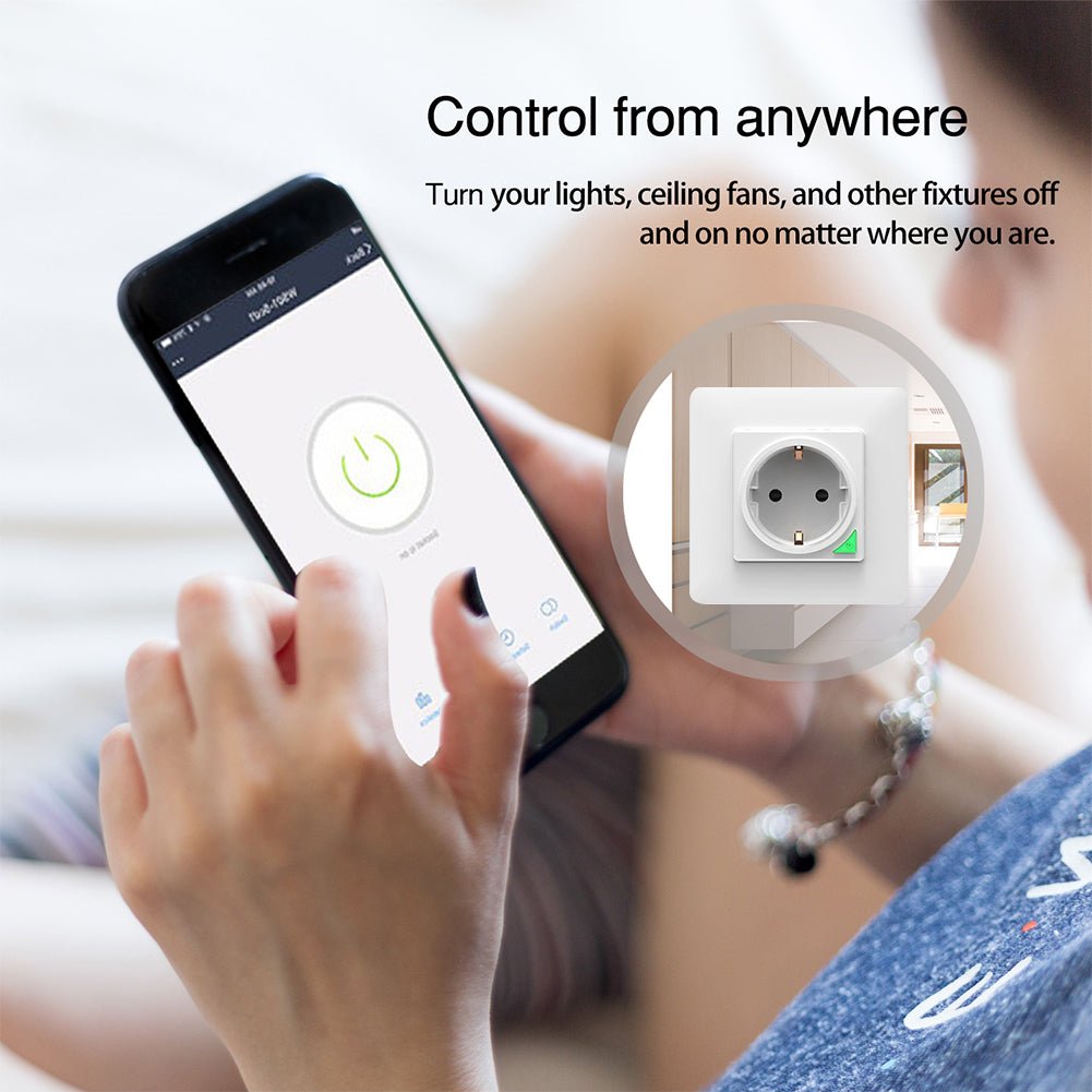 WiFi Smart Light Wall Switch Socket Outlet Push Button EU Version