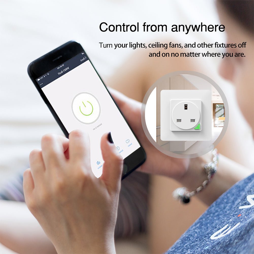 WiFi Smart Light Wall Switch Socket Outlet Push Button UK Version