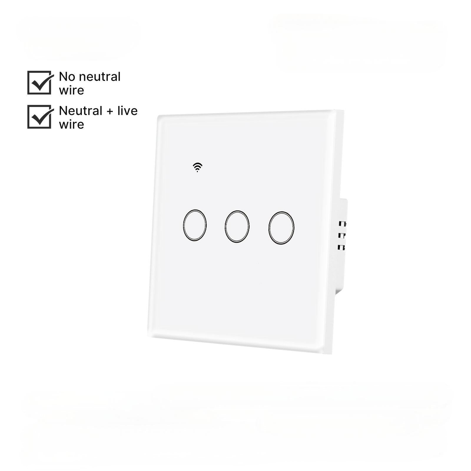 WiFi Smart Light Wall Touch Switch No Neutral Wire Required EU Standard