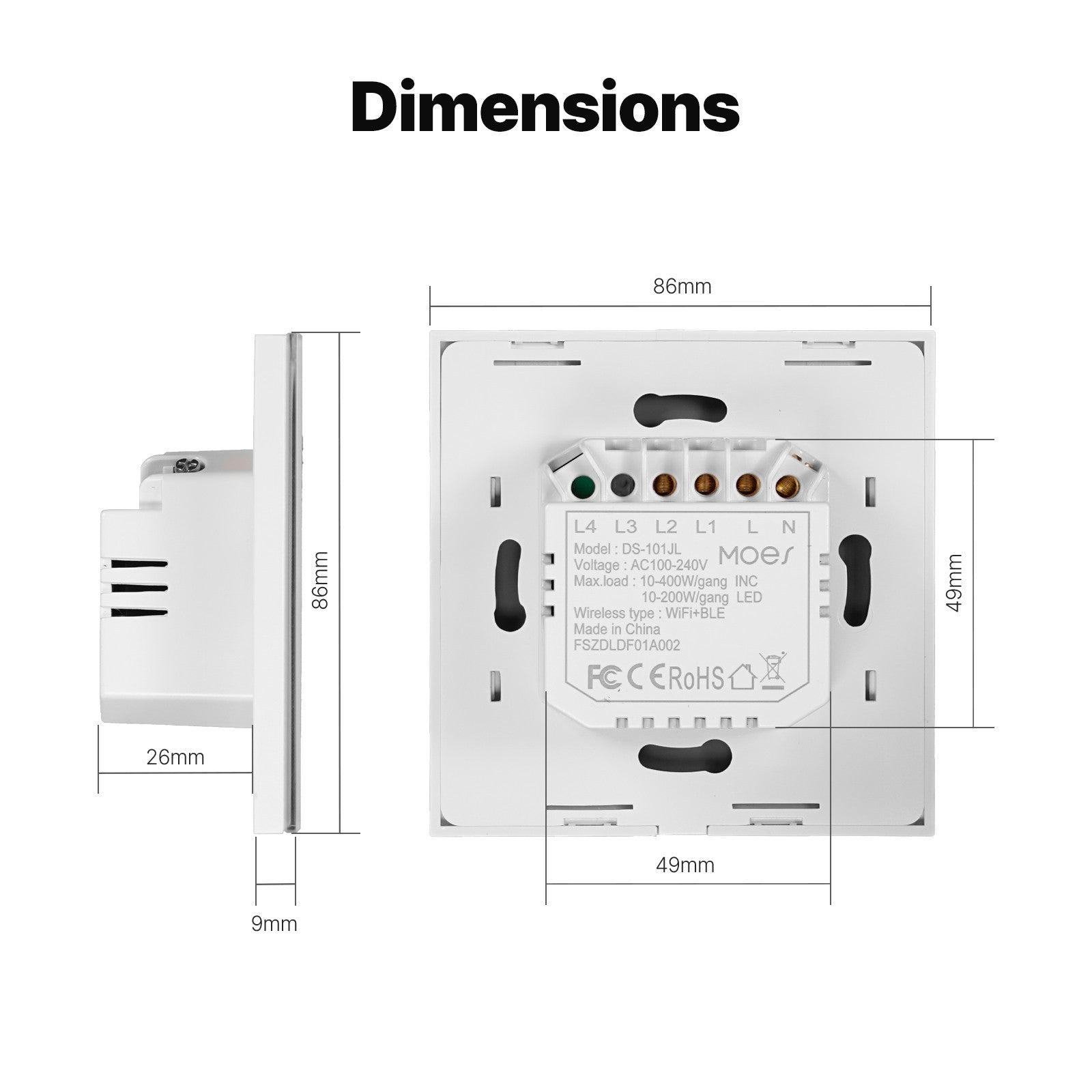 WiFi Smart Light Wall Touch Switch No Neutral Wire Required EU Standard