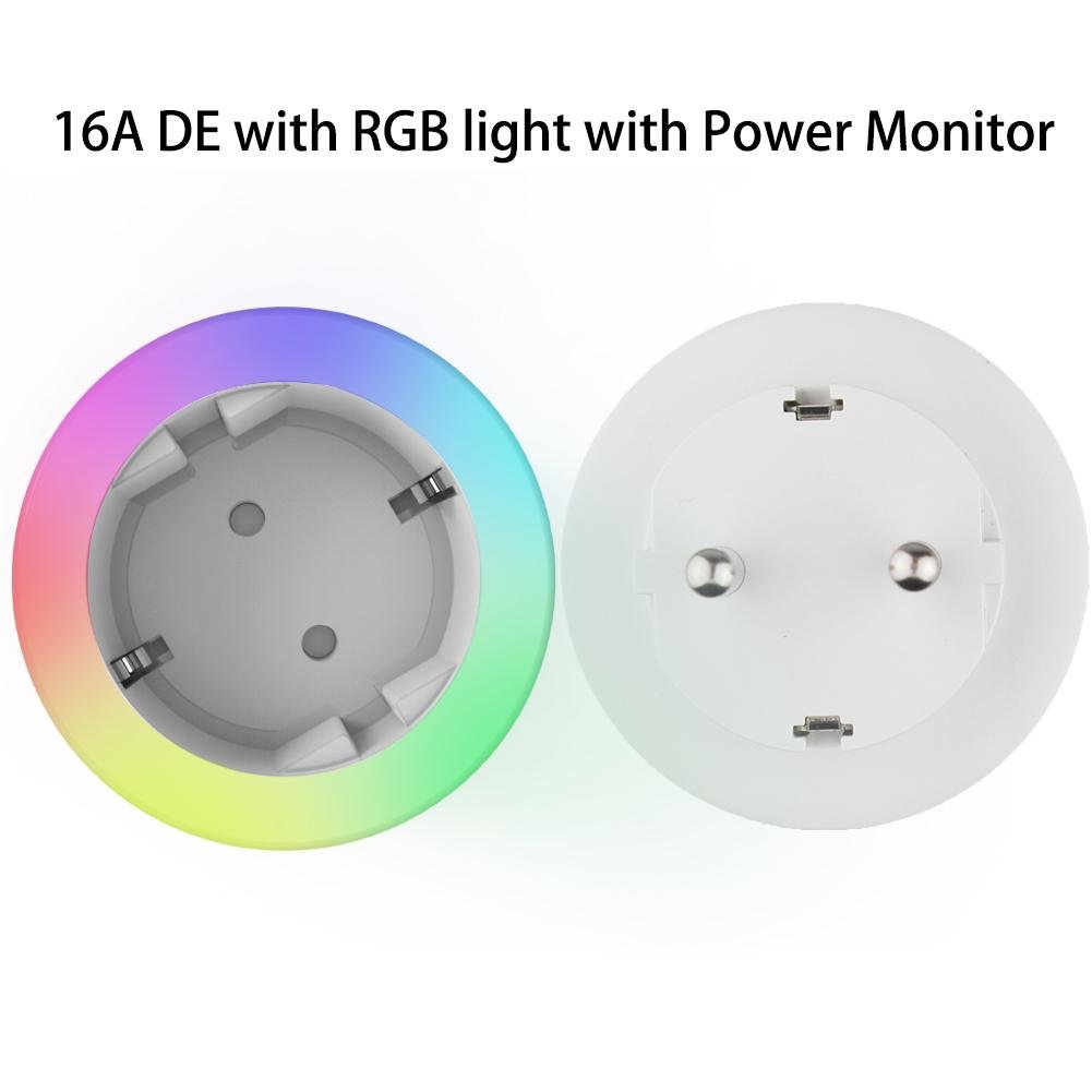 WiFi Smart Plug Outlet Wireless Power Socket Real-time Monitor Electricity With RGB Light