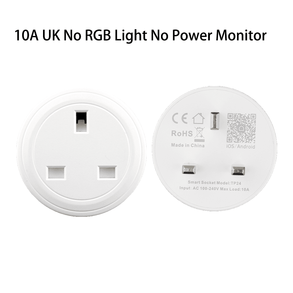 WiFi Smart Plug Outlet Wireless Power Socket Real-time Monitor Electricity With RGB Light