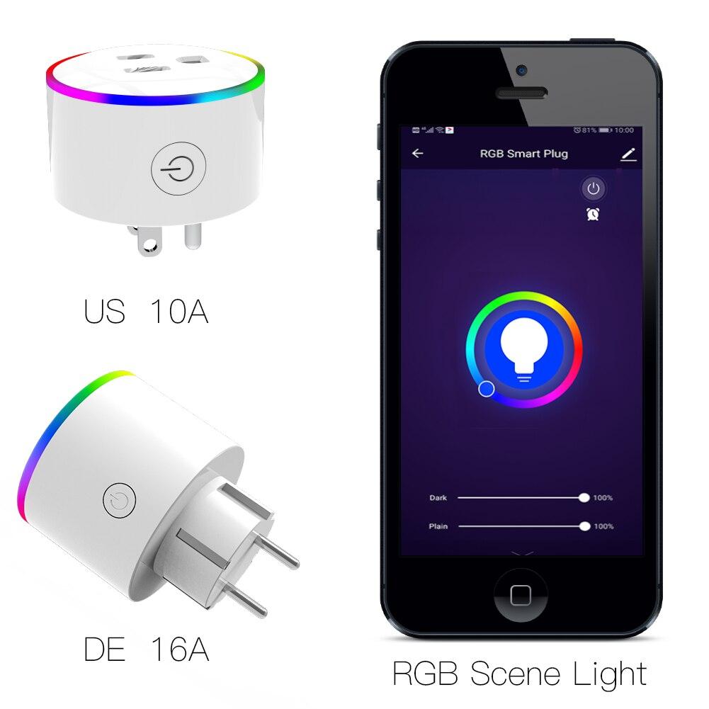 WiFi Smart Plug Outlet Wireless Power Socket Real-time Monitor Electricity With RGB Light