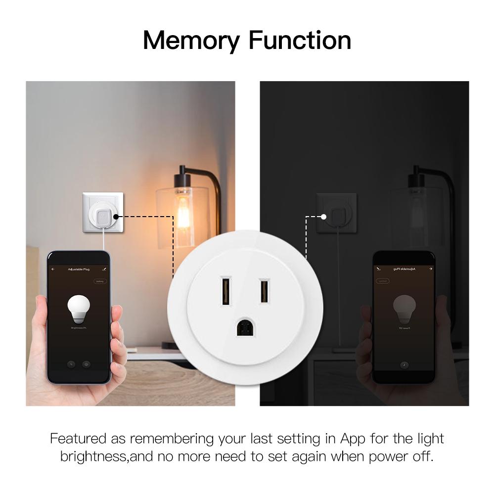 WiFi Smart Power Socket Plug Brightness Adjust Timer Plug US