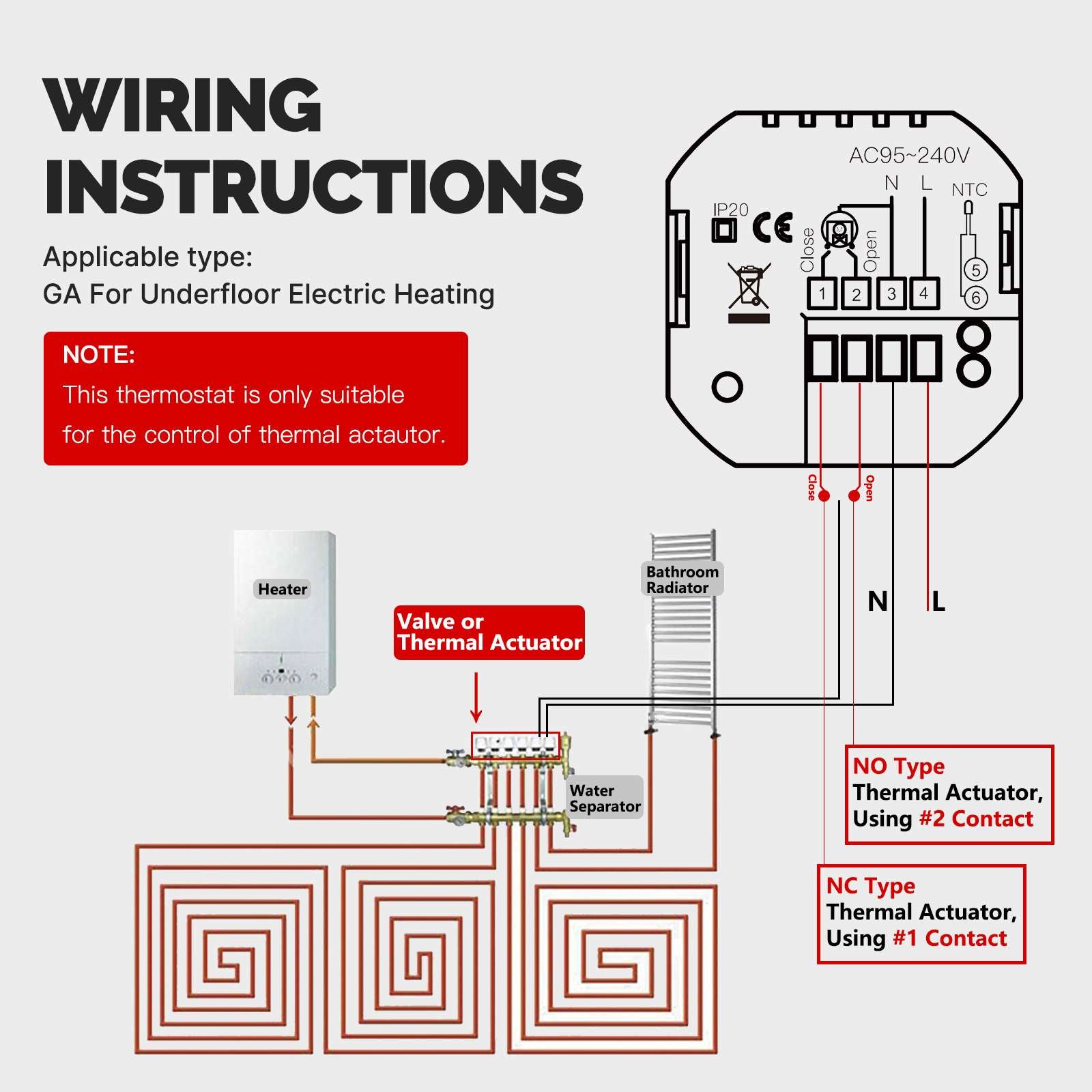 WiFi Smart Thermostat Temperature Controller for Water/ Electric /Gas /Boiler Floor Heating