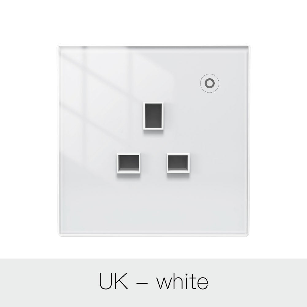 WiFi Smart Wall Socket Glass Panel Outlet Power Monitor Touch Plug Relay Status Light Mode Adjustable EU