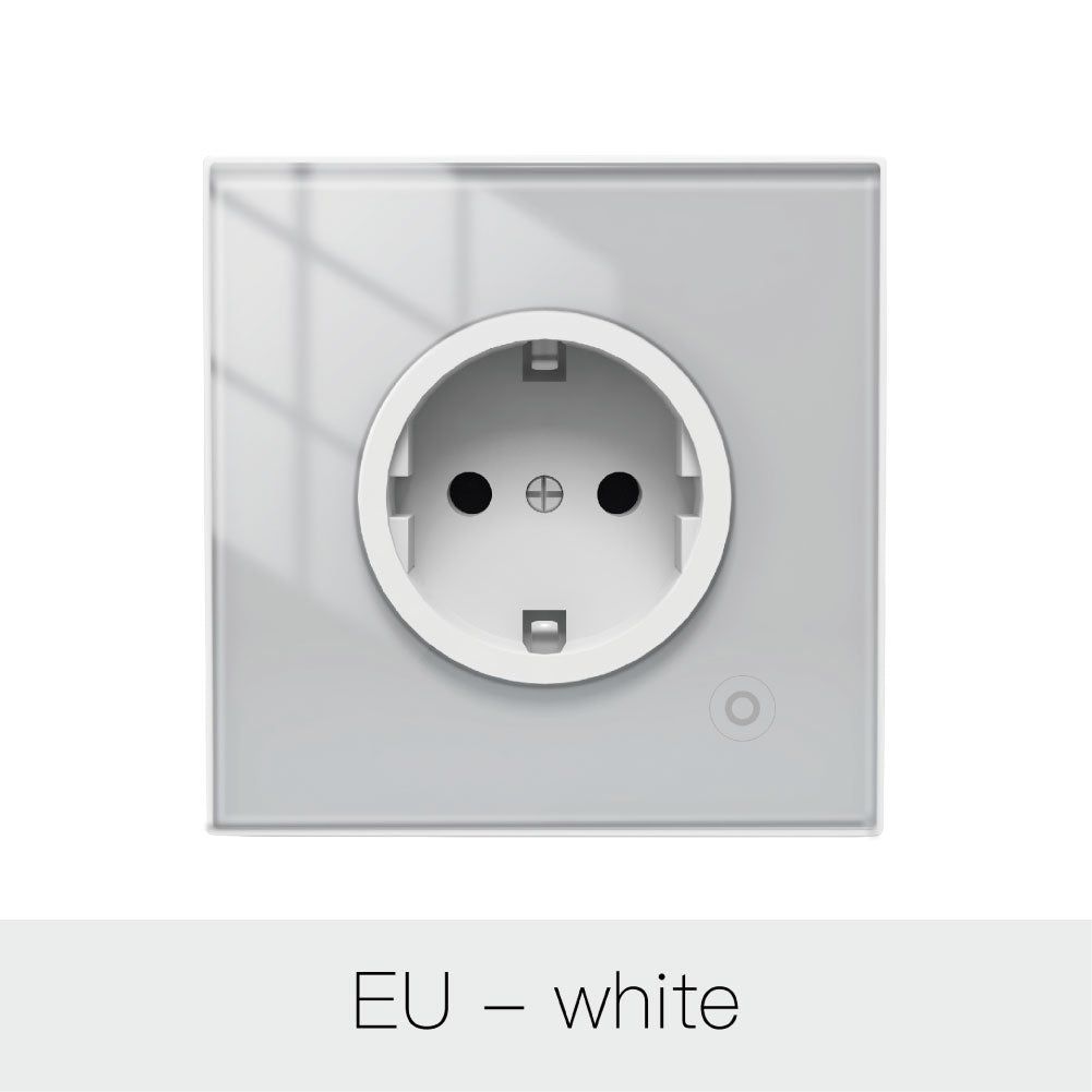 WiFi Smart Wall Socket Glass Panel Outlet Power Monitor Touch Plug Relay Status Light Mode Adjustable EU