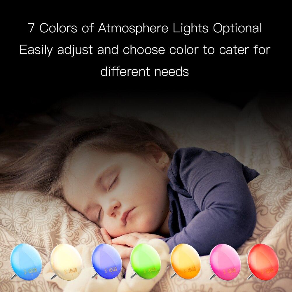 LumiMuse WiFi Smart Clock Wake Up 7 Colors Light Natural Sound Clock With FM Radio