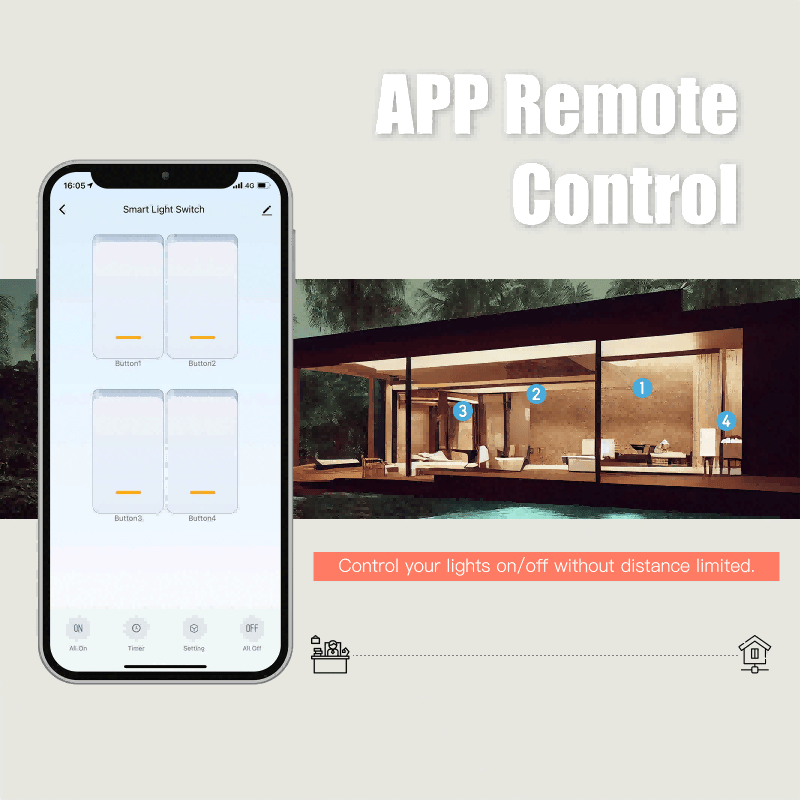 ZigBee 1/2/3/4 Gang Smart Light Switch, Alexa Google APP Remote Light Switching