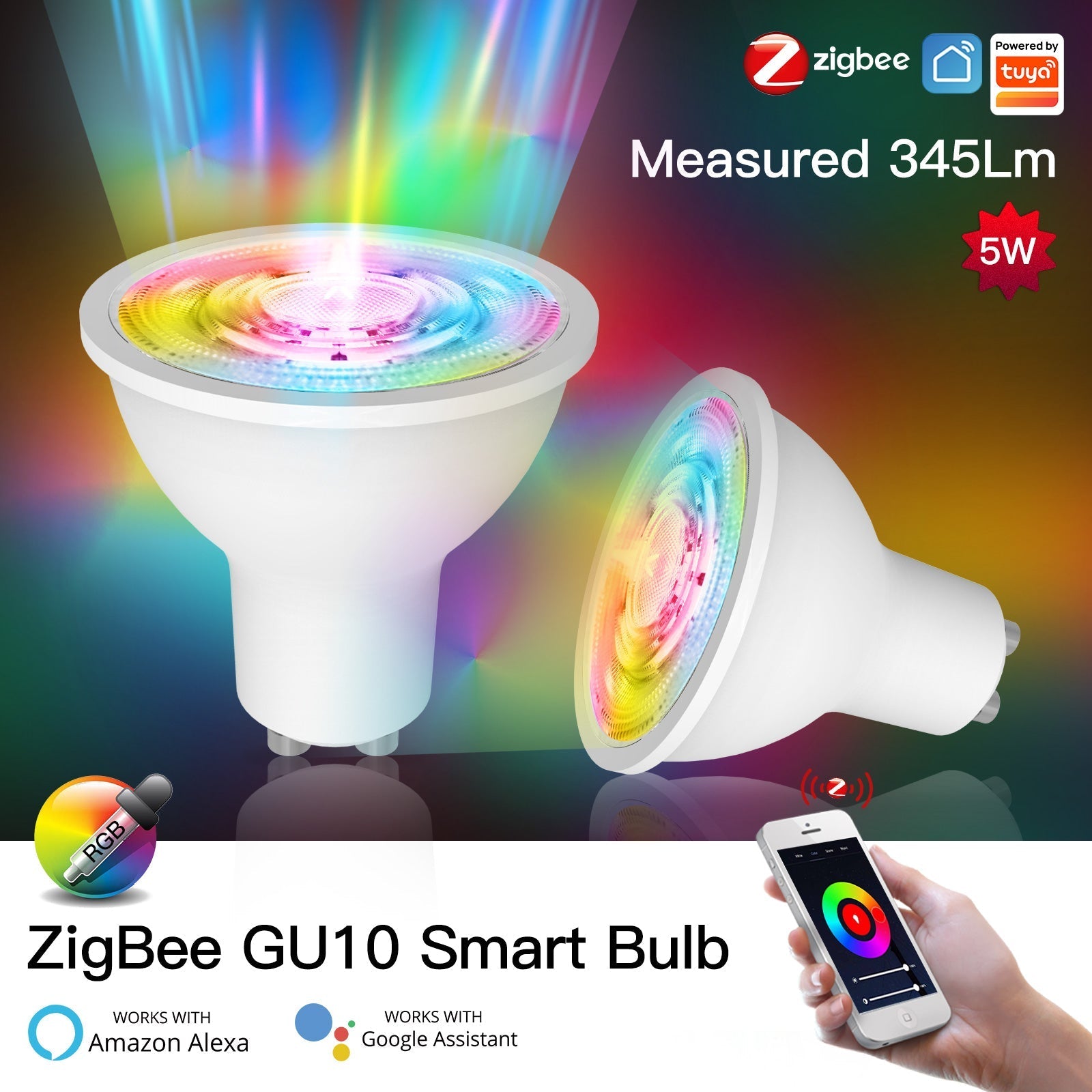 ZigBee GU10 Smart Sync Full Color LED Dimmable Party Light Bulbs RGBCCT 2200-6500K C+W 5W | LumiMuse