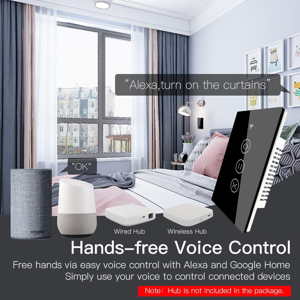 ZigBee RF433 Smart Curtain Blinds Shutter Touch Switch Multi-control Neutral Wire Required US