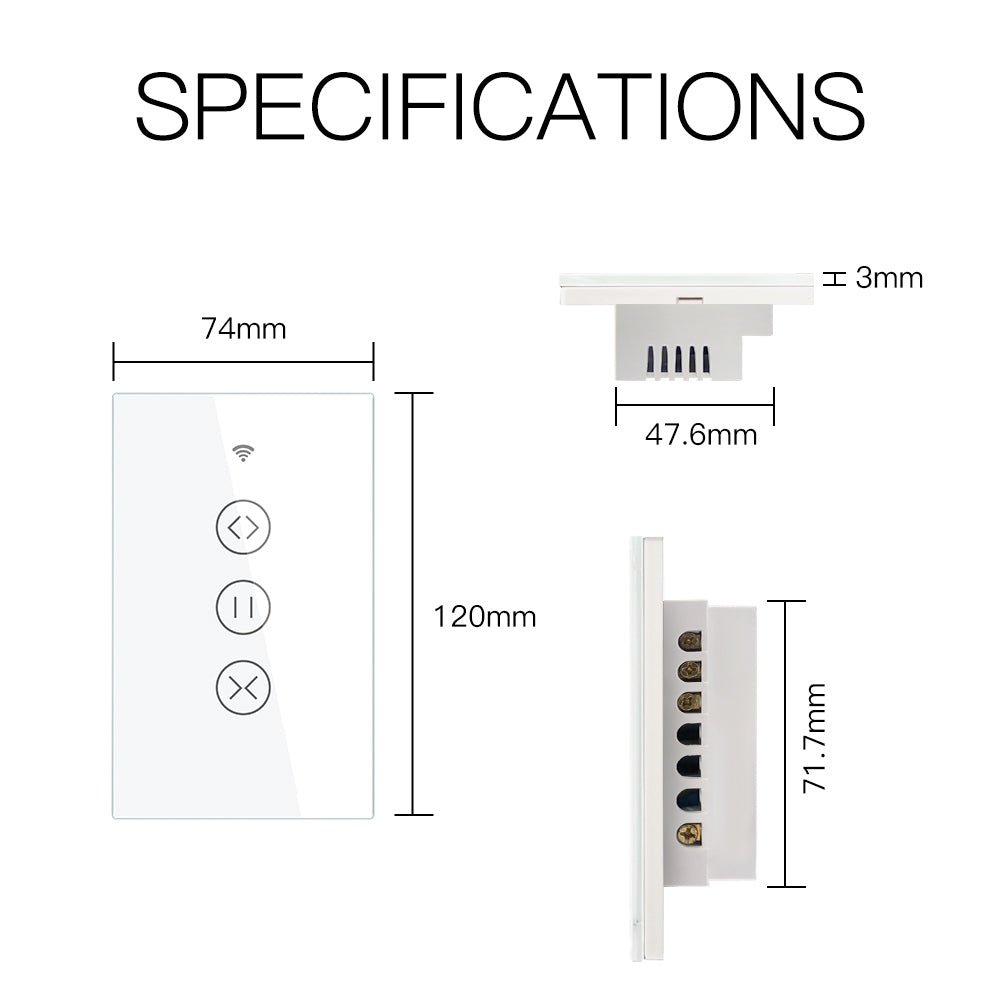 ZigBee RF433 Smart Curtain Blinds Shutter Touch Switch Multi-control Neutral Wire Required US