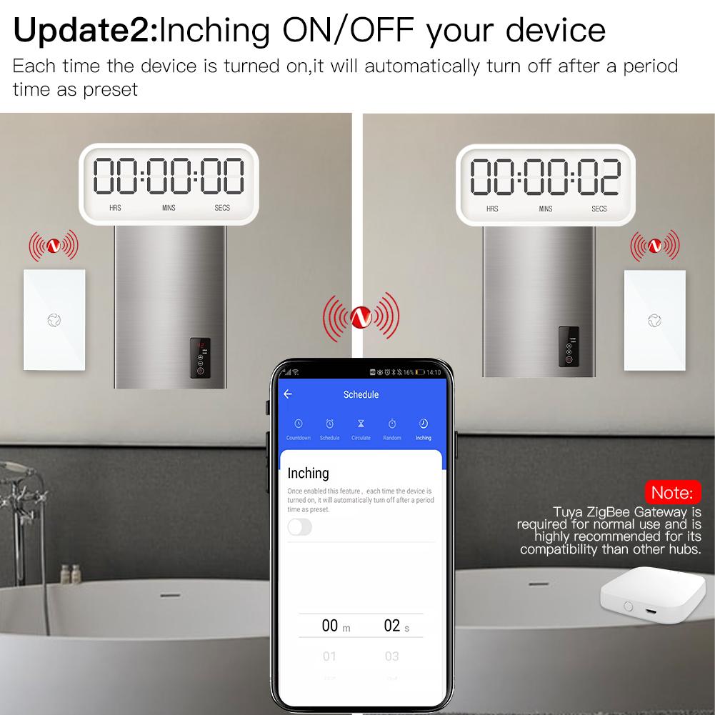 ZigBee Smart Boiler Touch Switch Water Heater Single Pole Neutral Wire Required US 20A/40A