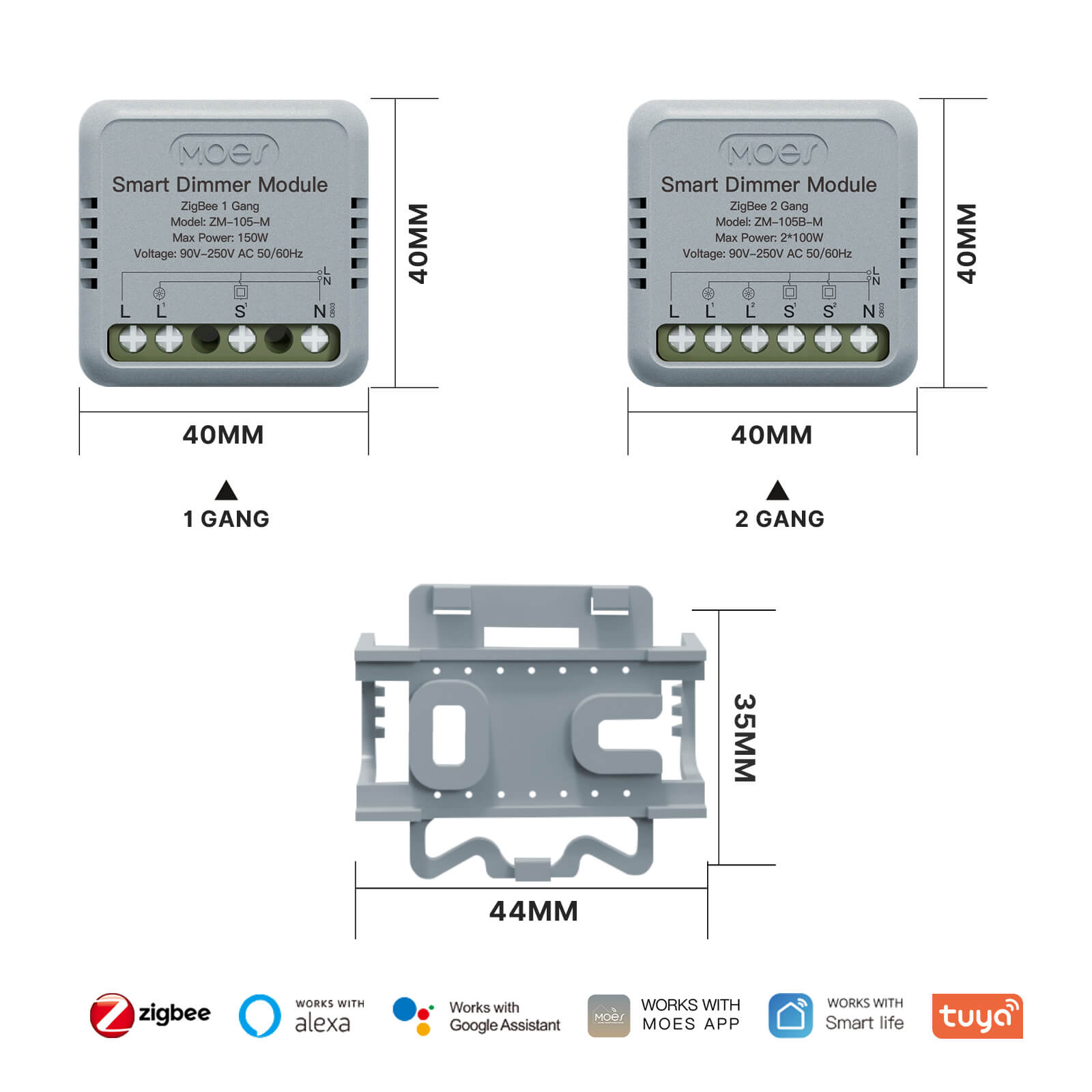 Zigbee Smart Dimmer Switch Module Timer Diy Breaker  1/2 Gang