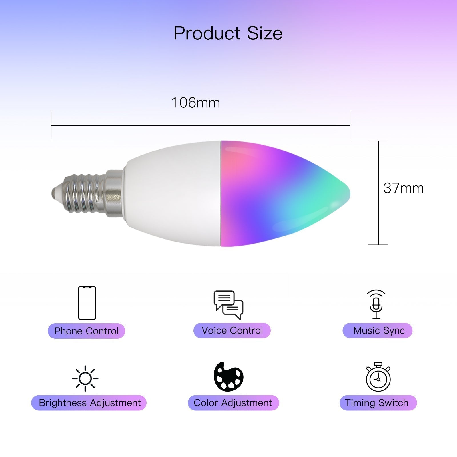 ZigBee Smart E14 Candle LED Light Candle Bulb 5W RGBCCT 2200-6500K Alexa Google Voice Control