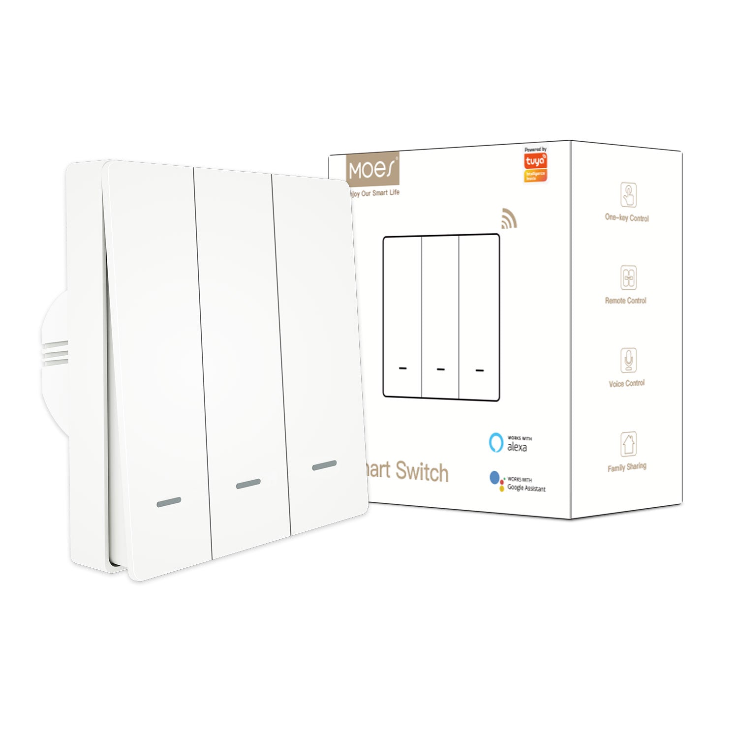 ZigBee 1/2/3 Gang Smart Push Button Light Switch 2 Way Multi-Control Neutral Wire Optional EU