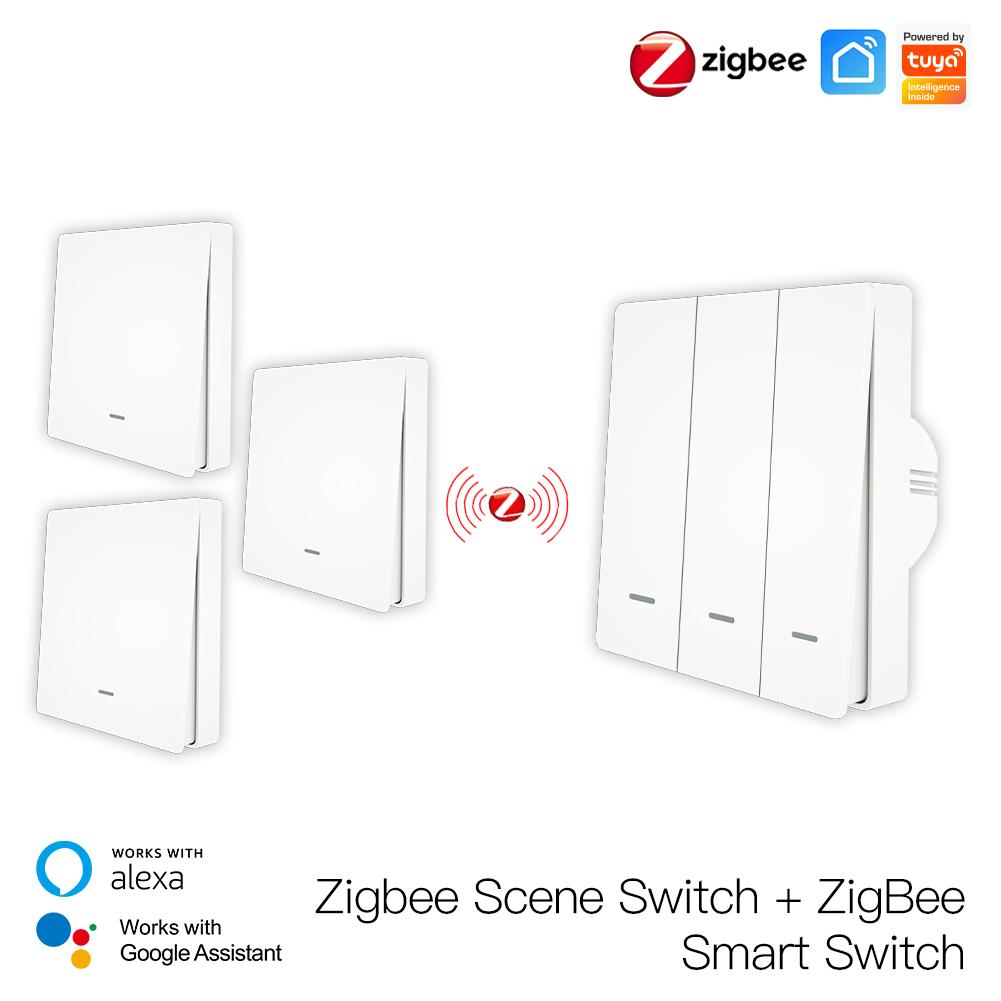 Smart ZigBee Scene Push Button Switch Single Pole Neutral Wire Optional No Capacitor