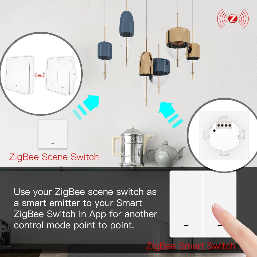 Smart ZigBee Scene Push Button Switch Single Pole Neutral Wire Optional No Capacitor