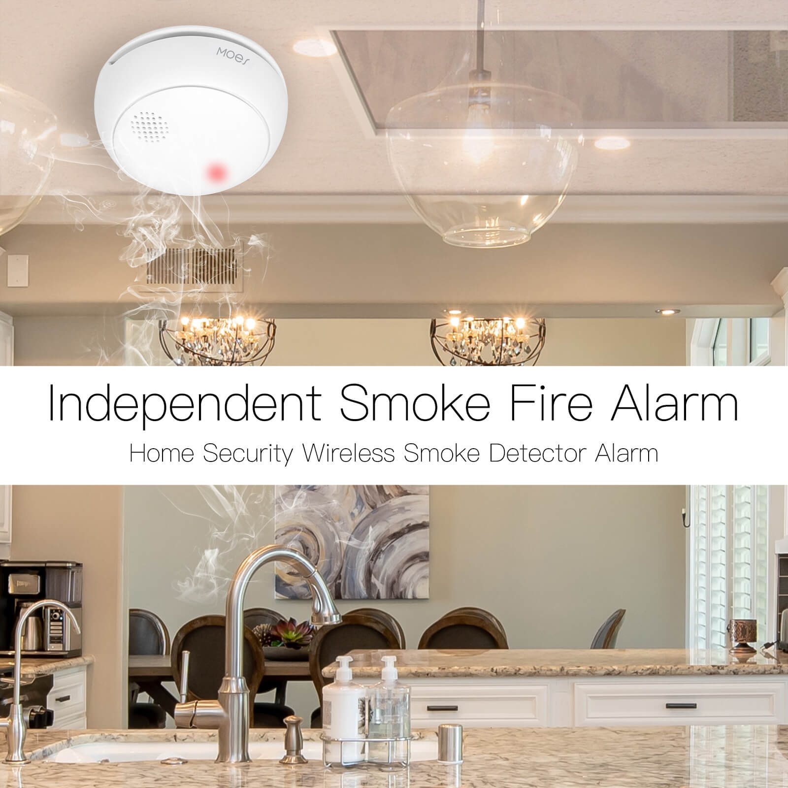 ZigBee Wireless Smart Smoke Detector Fire 85dB Sound Alarm Siren Sensor