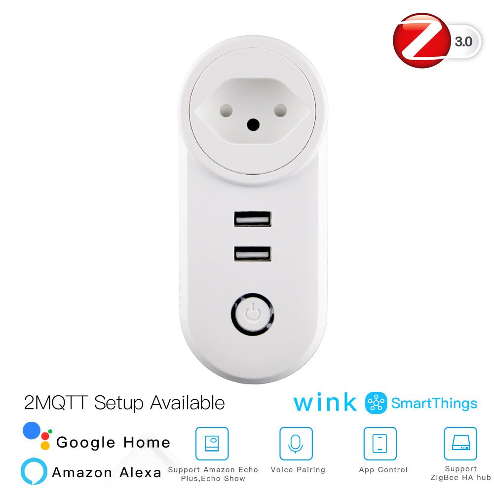 ZigBee3.0 Dual USB Wireless Socket Plug 2MQTT Setup Available