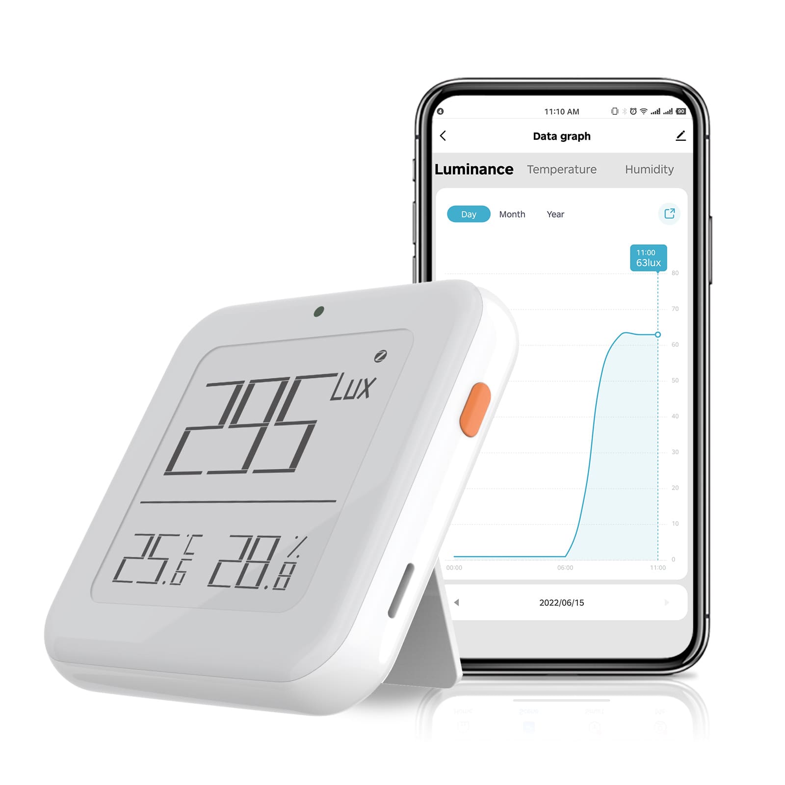 Zigbee/Bluetooth Smart Brightness Thermometer Real-time Light Sensitive Temperature and Humidity Detector