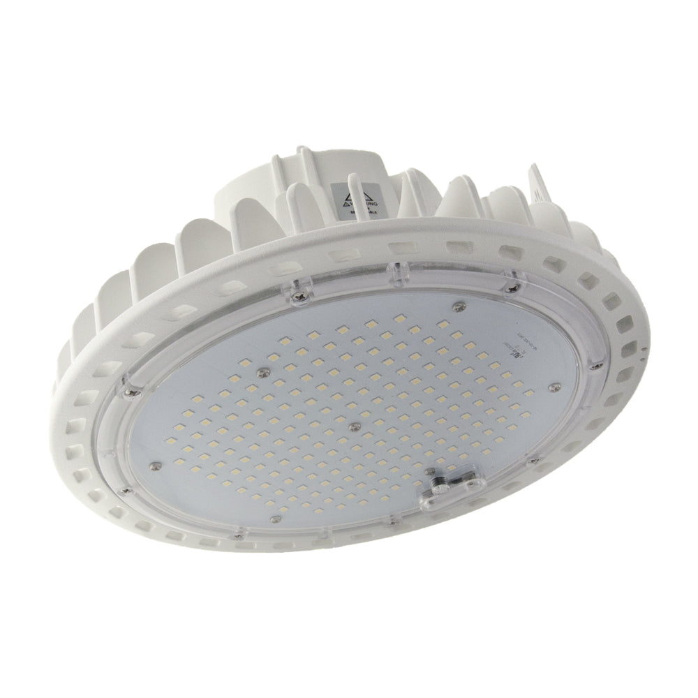 HB01 series White UFO LED High Bay Light - 100W - 15000 lumens - 5000K - 0-10V Dimmable - 250W Equal - Lumimuse