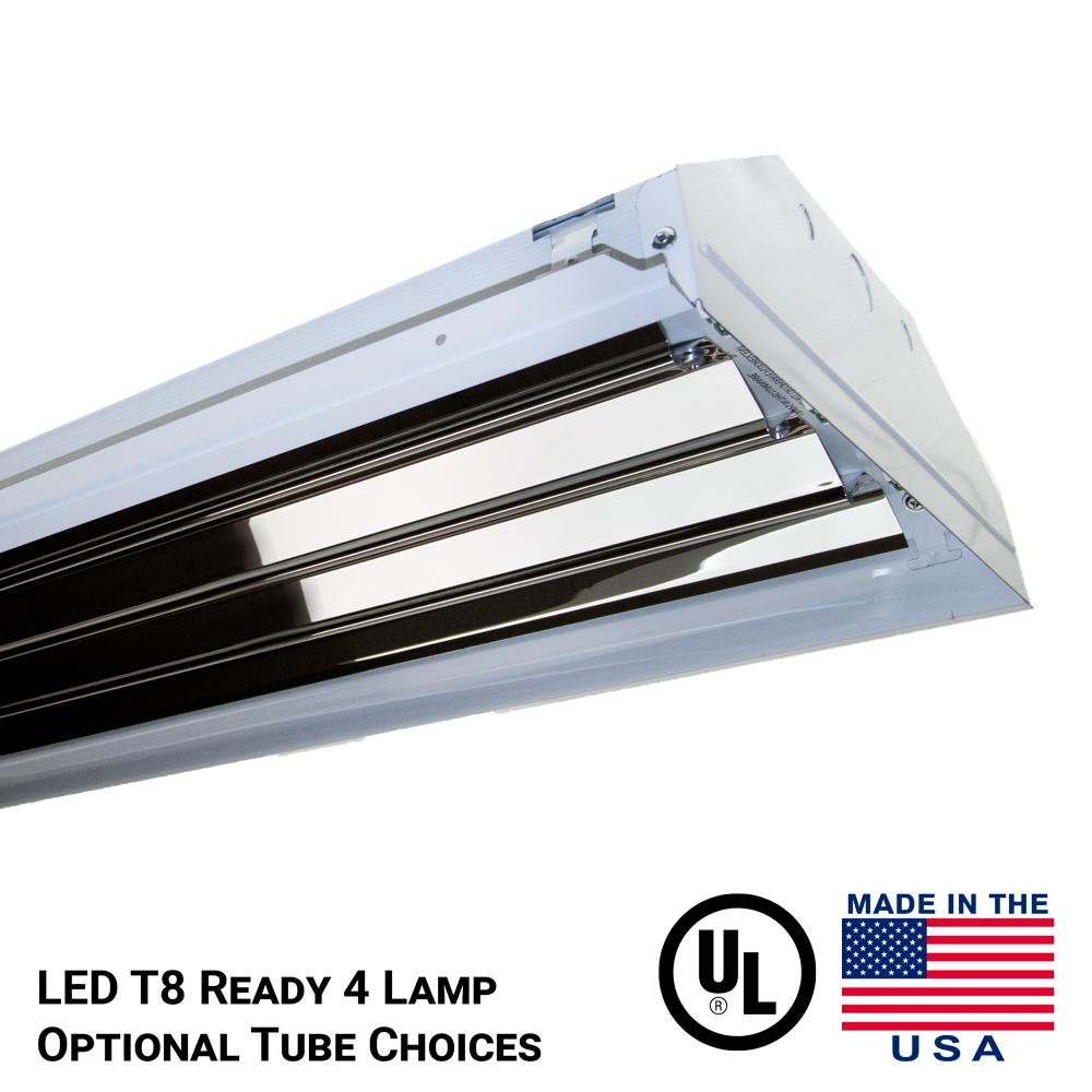 LED Tube Ready High Bay Light Fixture Prewired For Four 4 Foot LED Tubes - Lumimuse