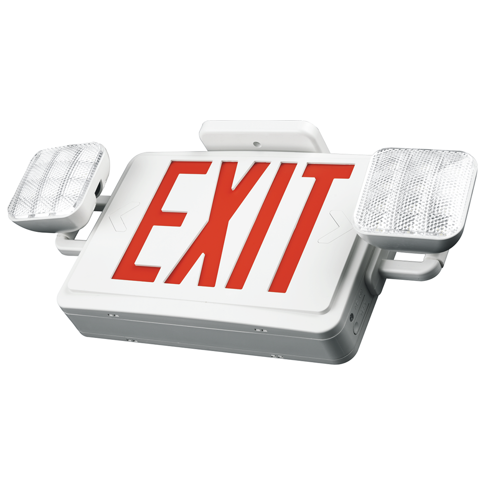 LED Exit Emergency Light Combo - Red or Green Letter Selectable - 3.5W - 120-277V - Lumimuse