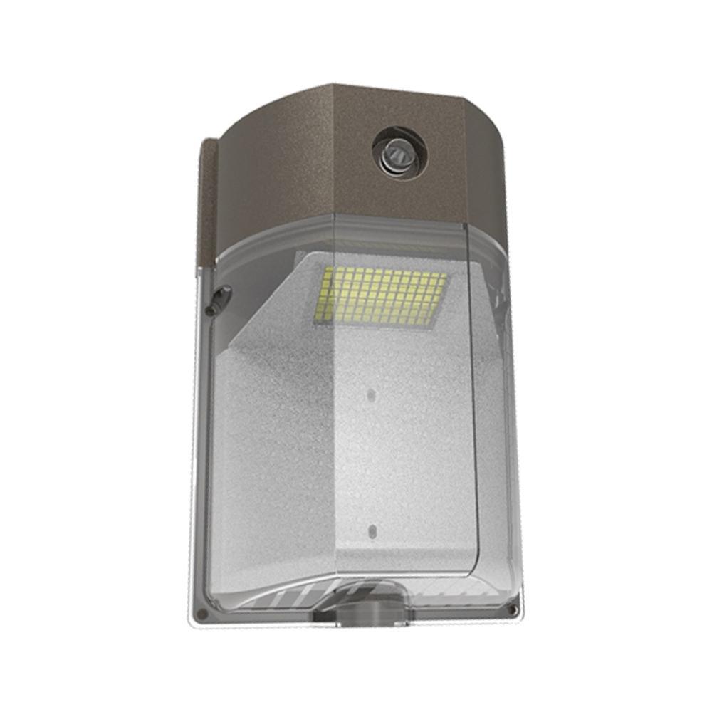 25W LED Mini Wall Pack with Photocell - Bronze Finish | 3000 Lumens | 3000K | IP65 - Lumimuse