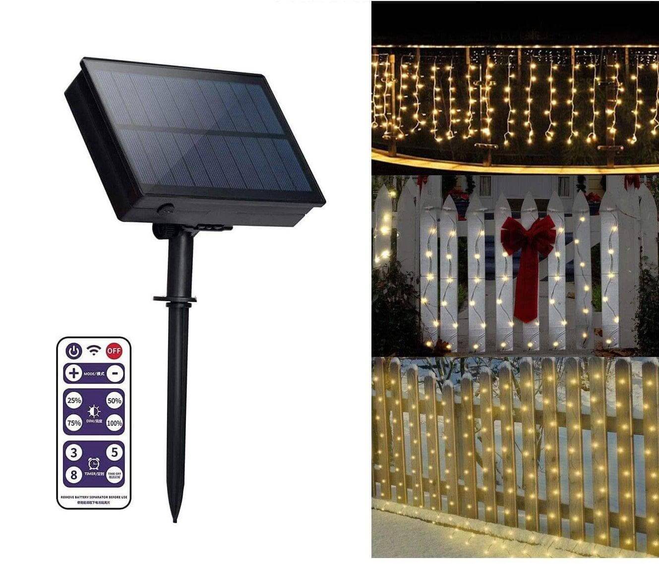 Lumimuse Premium Warm White LED Solar Icicle Lights with Remote